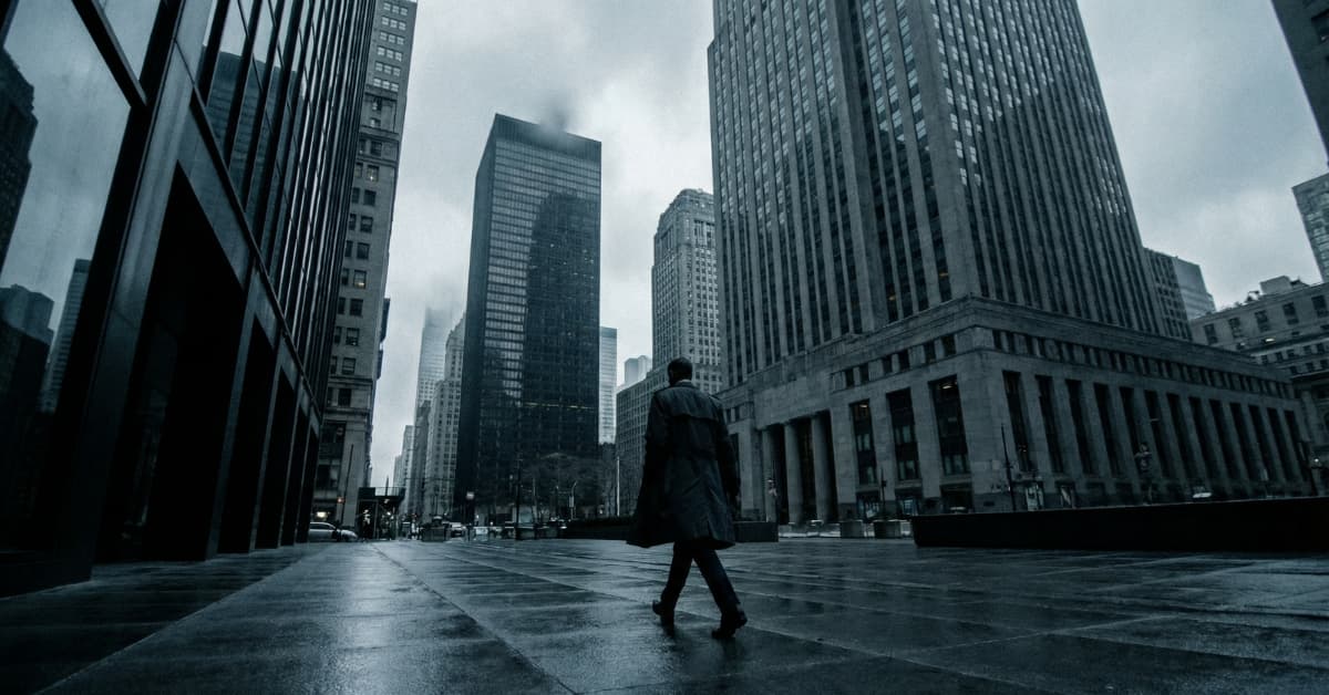 Goldman Sachs civarında kapalı havada yürüyen adam